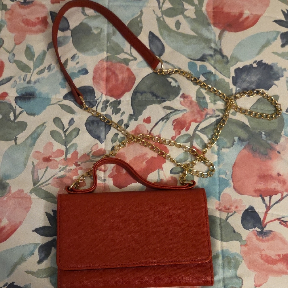 Elegant Red Faux Leather Handbag